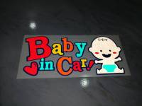 สติ๊กเกอร์ Baby in car สะท้อนแสง เบบี้อินคา ในรถมีเด็ก น่ารัก การ์ตูนสวยๆ ติดรถยนต์ทนแดด ทนฝน ขนาด 9.5x20 cm/ซม.