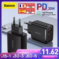 Baseus ที่ชาร์จ USB Type C 30W,ที่ชาร์จแบตเตอรี่โทรศัพท์ PD ชาร์จเร็วสำหรับ iPhone 14 13 12 Pro Max QC3.0 Xiaomi ที่ชาร์จสำหรับ Samsung เร็ว