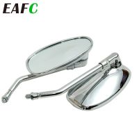 1Pair 10Mm Motorcycle Mirror Chrome Oval Retro Rearview Side Mirrors E-Bike Rearview Mirrors For Honda Yamaha