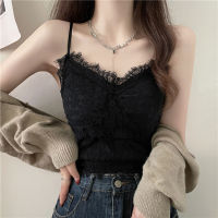 Black Lace Vest Camisole Womens Inner Wear 2023 Summer New Back Shaping Bra Integrated Tube Top Tops Outerwear