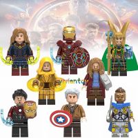 ♕✉☫ ตัวต่อโลโก้ Captain Marvel Iron Man Loki Thor Marvel Avengers ของเล่นสําหรับเด็ก