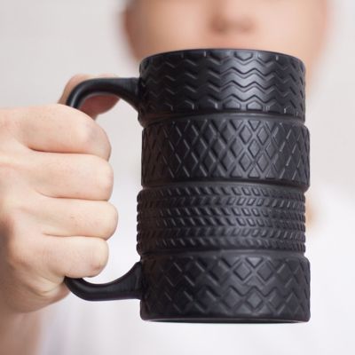 【High-end cups】350มิลลิลิตรสร้างสรรค์ยางแก้วเซรามิกความจุขนาดใหญ่พอร์ซเลนกาแฟชานมถ้วยดำของขวัญแปลก