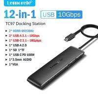 【LZ】▦♀  Lemorele-TC97 Hub USB Estação de Dock USB 3.1 USBC para Dual HDMI 4K 10 GBPS Tipo-C Adaptador 100W VGA MacBook Windows