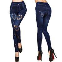 【CW】 Hot Jean Jeggings Pants high waist leggings female print ankle-length Size