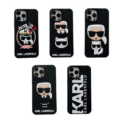 Casetify เคสโทรศัพท์มือถือ ซิลิโคน ป้องกัน ลายแมว Karl Lagerfeld and His สําหรับ iPhone 14 13 12 11 Pro Max Plus 7 8 SE XR