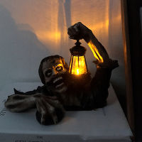 Zombie Crawling out of Grave with LED Lantern Garden Decor Zombie Statues Horror Movie Sculpture Walking Dead Zombie Statue Lamp