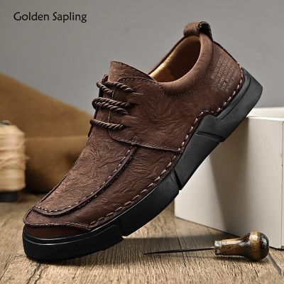 En Sapling รองเท้าส้นเตี้ยผู้ชาย,รองเท้าลำลองแท้ย้อนยุค Sepatu Pantofel Kulit แท้รองเท้าเย็บแฮนด์เมดรองเท้าหนังนิ่มปาร์ตี้สันทนาการ