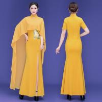 แคทวอล์ค Cheongsam แสดง 2021 ใหม่ขยายเวที Cheongsam Slim Fit บวกชุดการแสดง Cheongsam ซื้อกลุ่ม