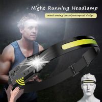 Induction Headlamp Super Bright Rechargable Head Torch Waterproof Flashlight COB Light for Outdoor Running Camping Fishing