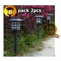 Pack2pcs Solar 1 LED ไฟปักสนาม  ไฟเหลือง