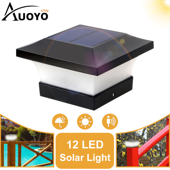 Auoyo đèn đường năng lượng mặt trời 12 led solar lights pillar light - ảnh sản phẩm 1