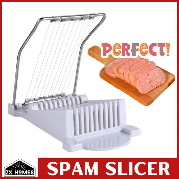 Spam Slicer,Multipurpose Luncheon Meat Slicer,Stainless Steel Wire Egg Slicer,Cuts 10 Slices for Fruit ,Onions,Soft Food and Ham (White)