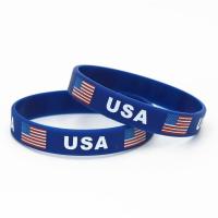 1PC USA American Natinal Flag Silicone Wristband Blue Football Sports Souvenir Silicone Rubber Bracelets&amp;Bangles Gifts SH219 Replacement Parts