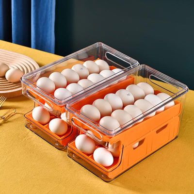 สไลด์ประเภทตู้เย็นถาดไข่กล่องเก็บไข่สดเก็บไข่ผู้ถือใสตู้เย็นภาชนะบรรจุอาหาร