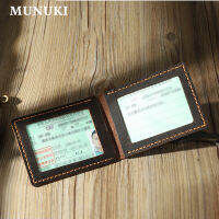 MUNUKI วินเทจแฮนด์เมดบ้าม้าหนังแท้ผู้ถือใบอนุญาตขับรถหนังแขนIDผู้ถือบัตรบัตรเครดิตกระเป๋าสตางค์บัตรกรณีกระเป๋า MC501