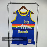 【Mitchell&amp;Ness】Mens New Original NBA Denver Nuggets #55 Dikembe Mutombo Vintage Jersey Heat-pressed Hardwood Classic Swingman Jerseys Blue