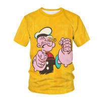 Popeye เซเลอร์3D อะนิเมะสินค้าเสื้อยืดสำหรับผู้ชายผู้หญิงเด็กแขนสั้นครอบครัวเสื้อทีฤดูร้อน