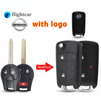 Flightcar 3/4ปุ่ม Modified Flip Remote Blank Case พับรถสำหรับ Nissan Sunny Sentra Versa Tiida พร้อมใบมีด NSN14