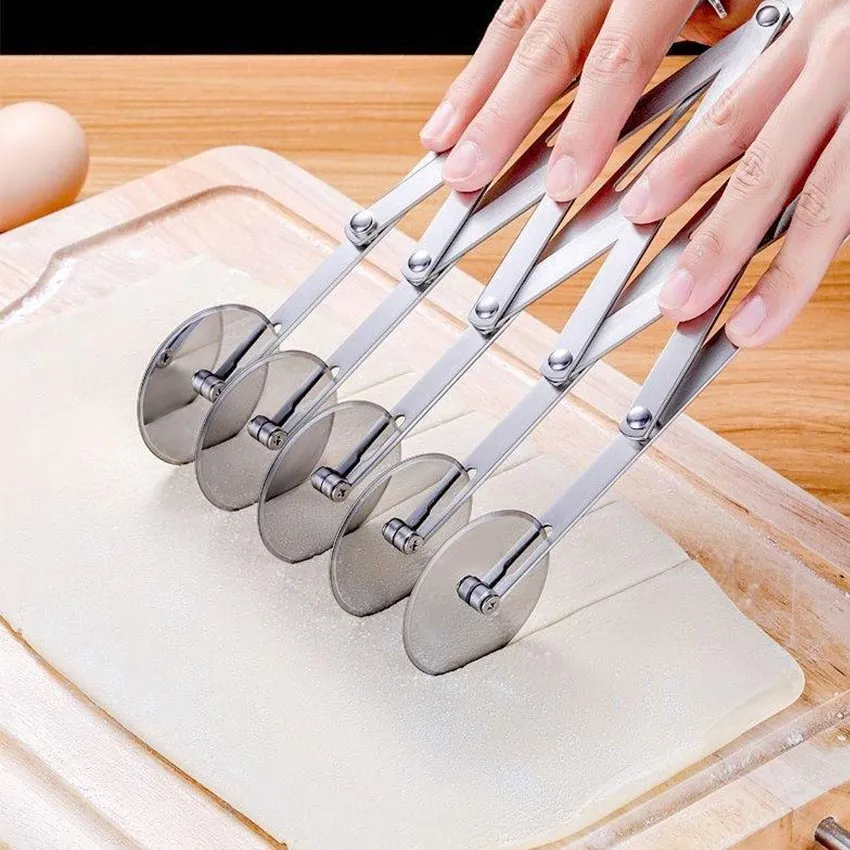 1/3/5/7 Wheels Cutter Dough Divider Side Pasta Knife Stainless Steel Roller  Blade Adjustable Pizza Pastry Peeler Kitchen Tool