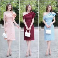 Dee-ya Shop เสื้อผ้าผู้หญิง Dressออกงาน สีโอรส แดง ฟ้า พร้อมส่ง