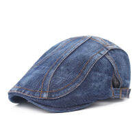 Men Blue Denim Peaked Ivy Cap Golf Driving Flat Cabbie Newsboy Beret Hat HATCS0223