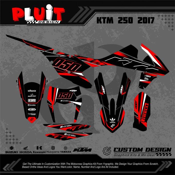 DECAL KTM 250 2017 DESAIN BARU CUSTOM BEBAS WARNA BISA PAKAI NO DAN