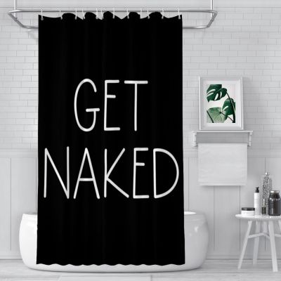Get Naked Black Shower Curtains  Waterproof Fabric Funny Bathroom Decor with Hooks Home Accessories