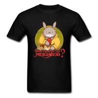 Kawaii Anime Men T Shirts Black Fashion Funny Tshirt 100% Cotton Sim Fit Youth Man Totoro T-Shirt For Student 90S Cartoon Tees