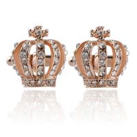 Shiny Rhinestones Imperial Crown Cufflinks for Women Men Wedding Party Jewelry Gifts Fashion Cuff Links Wholesale Dropshipping