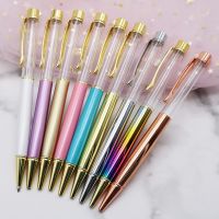 10Pcs/lot Blank Barrel DIY Crystal Ballpoint Pen Smooth Writing Black Ink 1.0mm Metal Pens for Student School Office Supplies