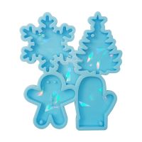 Holographic Silicone Christmas Snowflower Tree Shaped Making for DIY Handmade Uv Epoxy Earrings Pendants Keychain