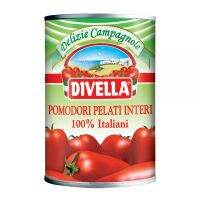 มะเขือเทศปลอกเปลือกในน้ำมะเขือเทศ ตราดีเวลล่า - Peeled Tomatoes Small Tin Divella brand