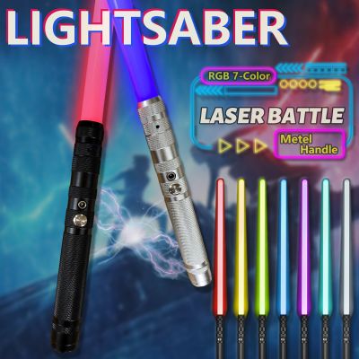₪ஐ RGB 7/14 Color Variable Lightsaber Metal Handle Laser Sword With Hitting Sound Effect FX Duel Light Sword LED USB Charging