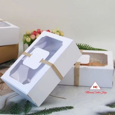 มาวินช้อป ขายปลีก กล่องขนมคุ๊กกี้สีขาว ห่อ 12 ชุด กล่องของขวัญ กล่องขนมสำเร็จรูป กล่องคุ้กกี้ กล่องกระดาษขาวพร้อมสายรัด