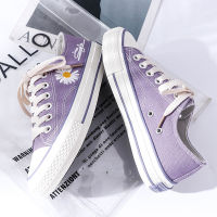 Purple Daisy Canvas Shoes Female Students Summer Low Top Cloth Shoes Fashion Shoes Versatile Board Shoes