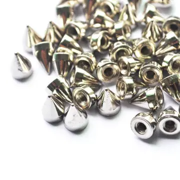 Metal Silver Screwback Spike Cone Punk Studs for Clothing, Bags, Shoes,  Bullet Shaped, DIY Leather-craft Purse Costume Decorations 