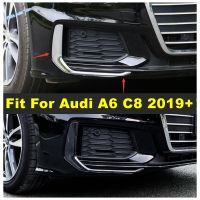 ด้านหน้าหมอกไฟโคมไฟเปลือกตาคิ้วฝาครอบ Trim ด้านนอก Foglight Garnish Streamers Strip สำหรับ Audi A6 C8 2019-2022อุปกรณ์เสริม