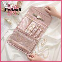 PETINAIL กล่องใส่เครื่องประดับสำหรับเดินทาง PU ขนาดใหญ่พับได้ที่วางกระเป๋าเครื่องประดับม้วนส่วนบุคคลกล่องเครื่องประดับ