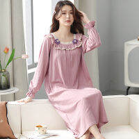 Oversize Womens Nightwear Dresses M-5XL Cute Kawail Ruffle Bow Sleepshirt Nighties for Women Korean Style Cotton Sleepwear