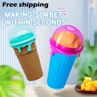 Smoothies Cup Ice Cream Maker Cup 500ML Quick Frozen Squeeze Slush Machine Portable Fruit Drink Ice Cooling Cup Summer Blottle