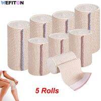 5 Rolls Premium Elastic Bandage Wrap Cotton Latex Free Compression Bandage Wrap with Self-Closure Support &amp; First Aid for Sports