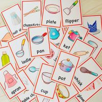 Children Kitchen+Bathroom card English FlashCard Study Montessori   Education Learning English Word language cards Kid baby Gift Flash Cards Flash Car