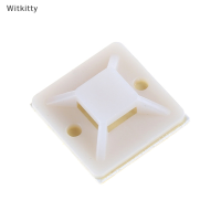 Witkitty 100ชิ้น/เซ็ต20มม.ติดตั้งฐานหนีบคลิป self adhesive CABLE Wire Zip Tie