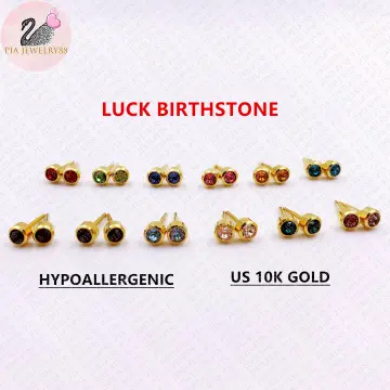 Buy 8K Gold Red Drop Stone Baby Earrings Earrings | online store of Turkish  goods TT-Turk