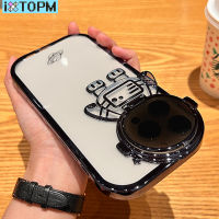 3D นักบินอวกาศเคสขาตั้งสำหรับหรู iPhone 14 13 12 11 Pro Max IPhone11นิ่มกันกระแทกที่วางฝาครอบใสสำหรับ XS Max XR