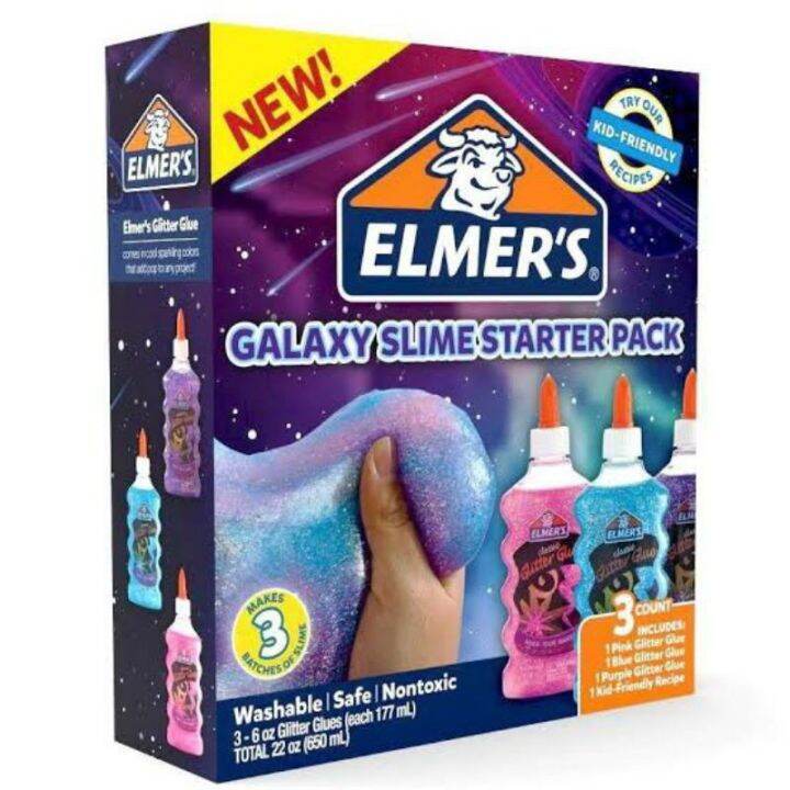ELMER'S GALAXY GLITTER GLUE PACK ชุด 3 สี ชมพู, ฟ้า และม่วง สไลม์
