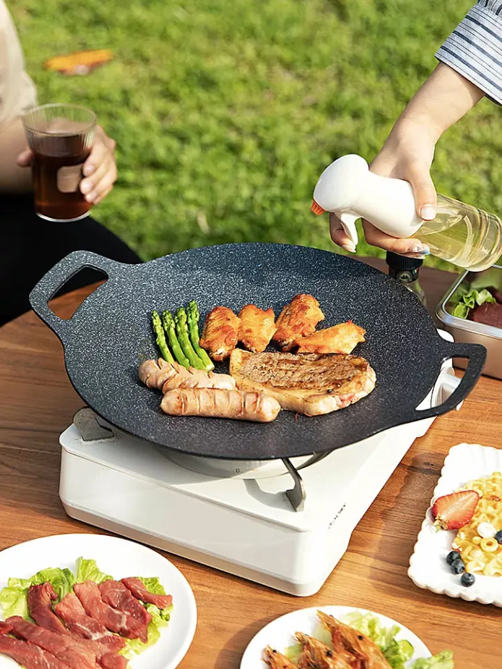 DEOUNY 3 Shape 32cm Korean Maifan Stone Grill Pan Non-stick Portable  Household Outdoor BBQ Plate Smokeless Aluminum Tray Hot New