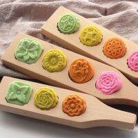 JIAOD มือกด Wooden แม่พิมพ์ขนมไหว้พระจันทร์ Non-Stick,Fondant ไม้เครื่องมือแกะปั้นอบครัวด้วยตนเอง