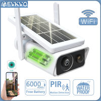 EVKVO แบตเตอรี่ รวมถึง ICSEE PRO พร้อม Alexa 4MP Solar IP Camera Wireless WiFi กล้องวงจรปิดกันน้ำกล้องกลางแจ้งสองทางเครื่องบันทึกวิดีโอเสียง Security