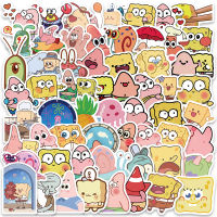 60pcs SpongeBob SquarePants Stickers Waterproof Sunscreen PVC Graffiti Stickers for DIY Laptop Luggage Bike Toy Stickers